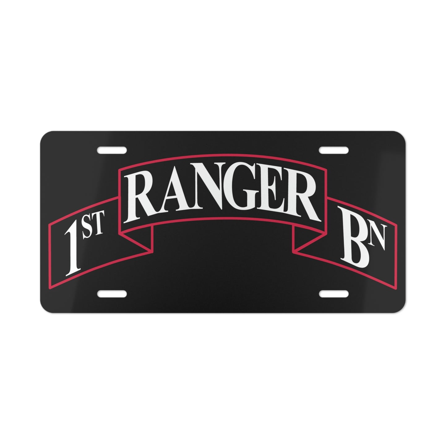 1st Battalion Scroll Black License Plate