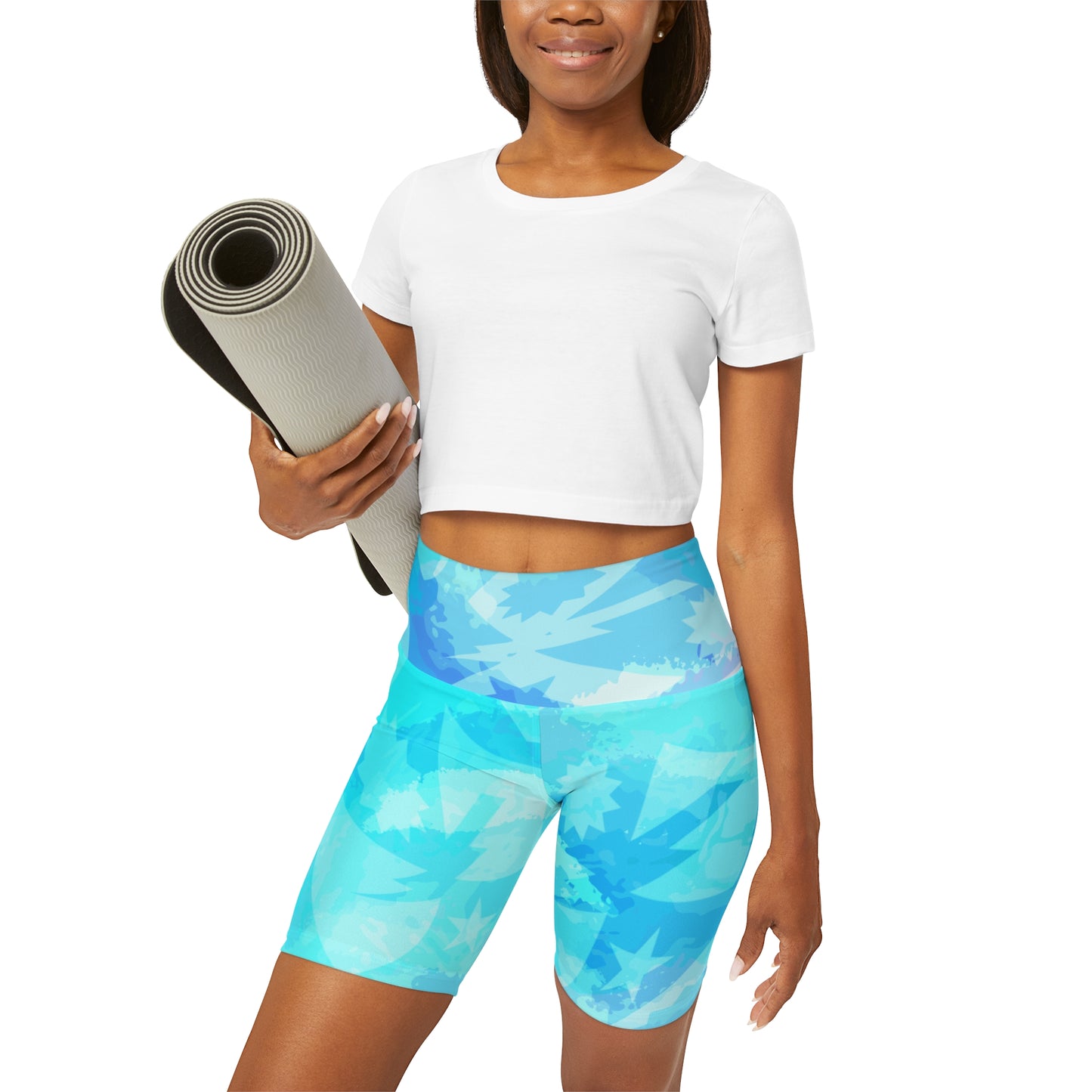 Nalu Regimental DUI High Waisted Yoga Shorts