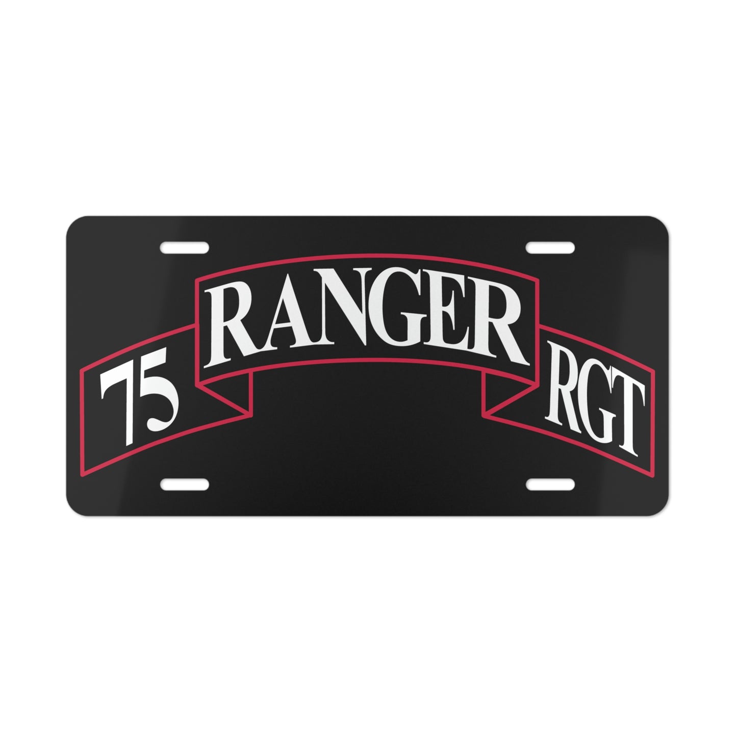 75th Ranger Regimental Scroll Black License Plate